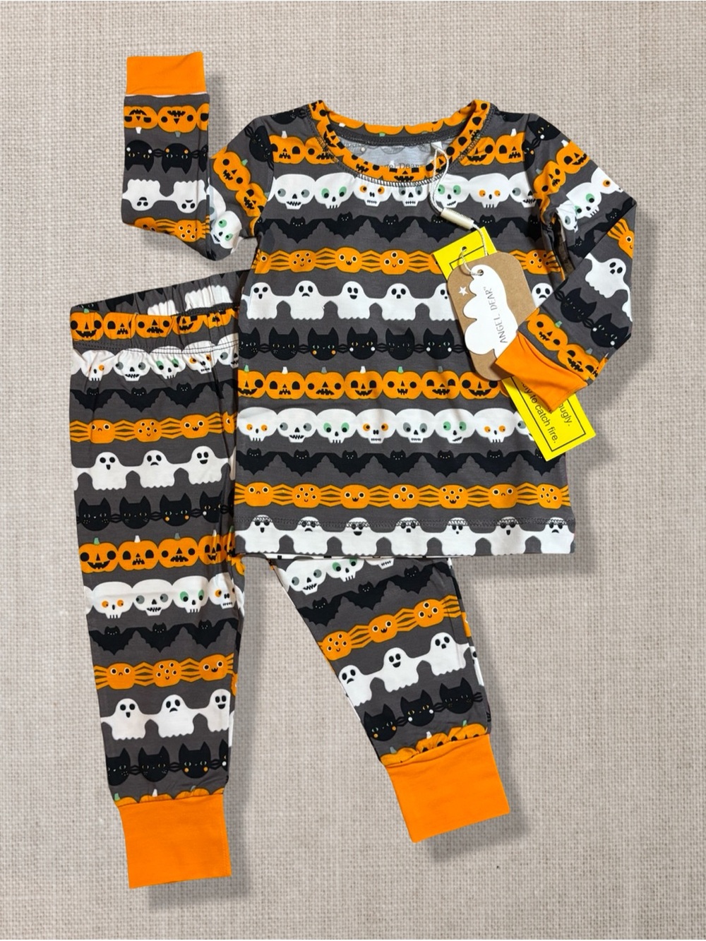 Angel Dear 6-12M Bamboo Halloween Pajamas Glow Dark Ghost Pumpkin Cat NWT